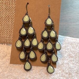 💐5/25 articulated teardrop Diamond bib statement earrings silver tone